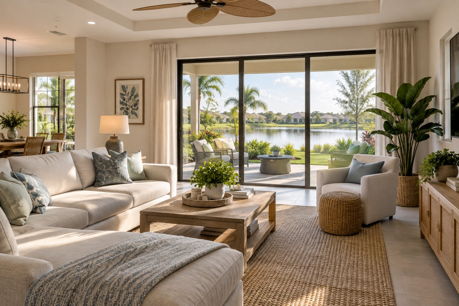 A cozy Orlando living room, illustrative